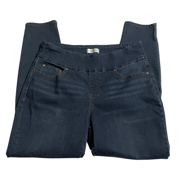Christopher & Banks Womens Jeans Size XL Mid Rise Skinny Pull On Jeans Dark Wash - Picture 3 of 10